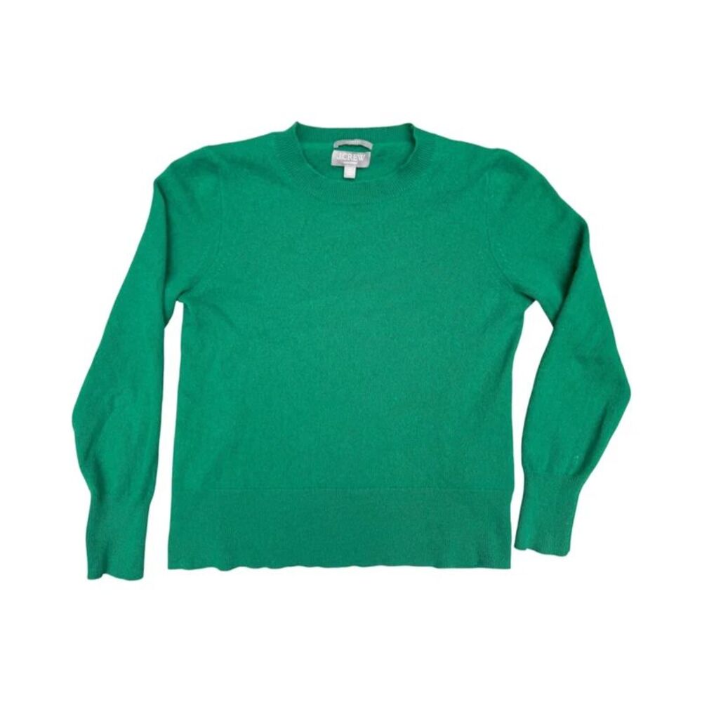 J.Crew Cashmere Crewneck Sweater Bold Green Preppy Quiet Luxury Ivy - M
